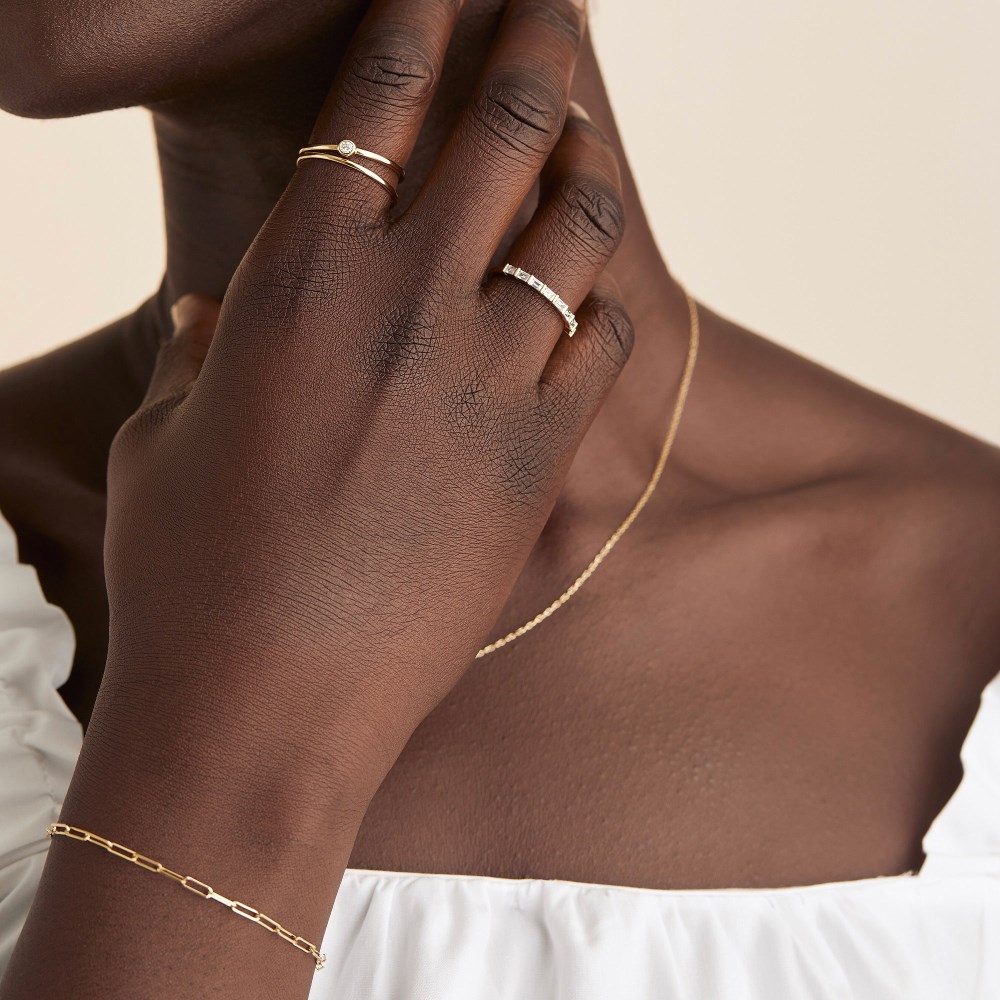 Mejuri Baguette Diamond Half Eternity Band - 14k Yellow Gold