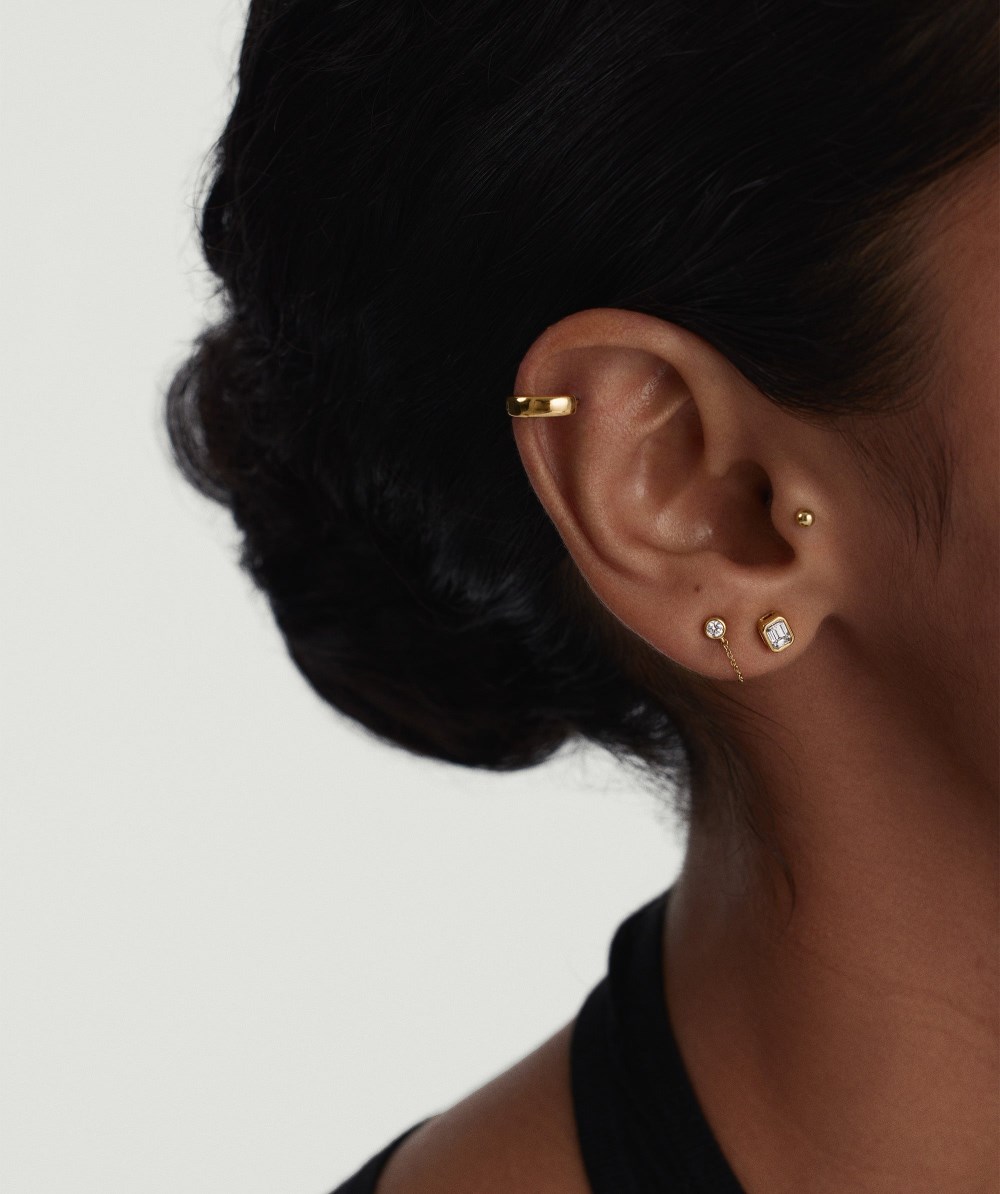 Mejuri Lab Grown Diamond Emerald Cut Studs - 14k Yellow Gold