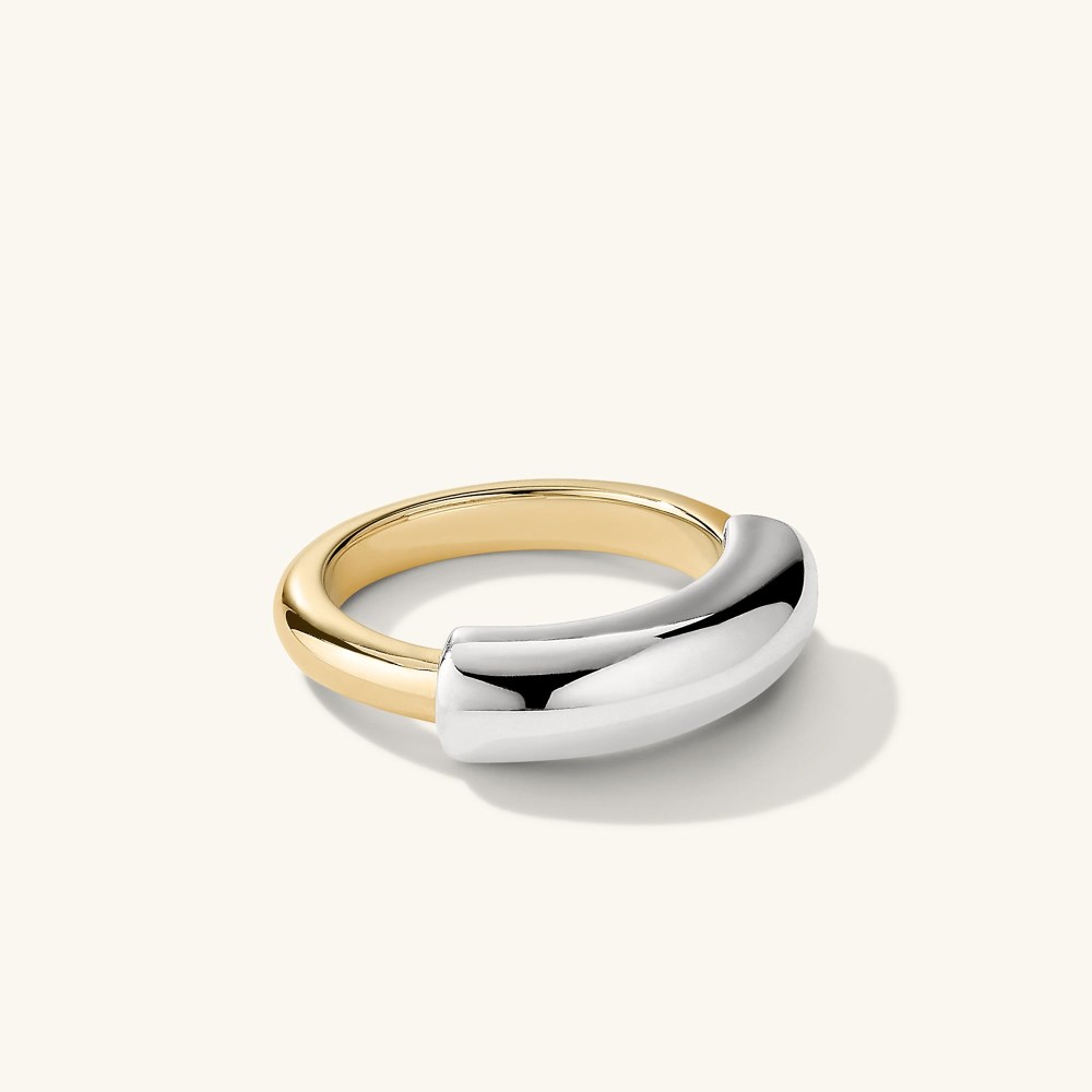Mejuri Mixed Tube Ring - Sterling Silver, Gold Vermeil