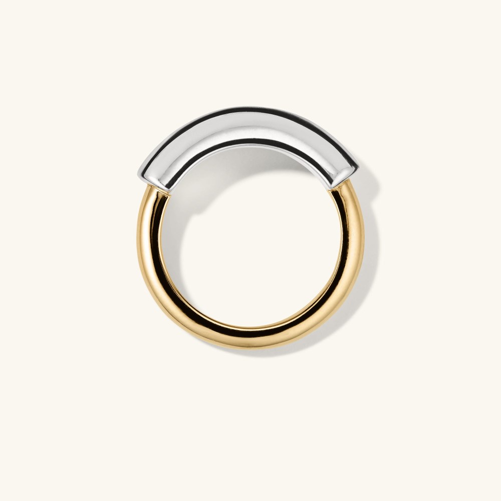Mejuri Mixed Tube Ring - Sterling Silver, Gold Vermeil