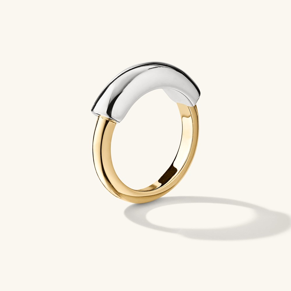 Mejuri Mixed Tube Ring - Sterling Silver, Gold Vermeil