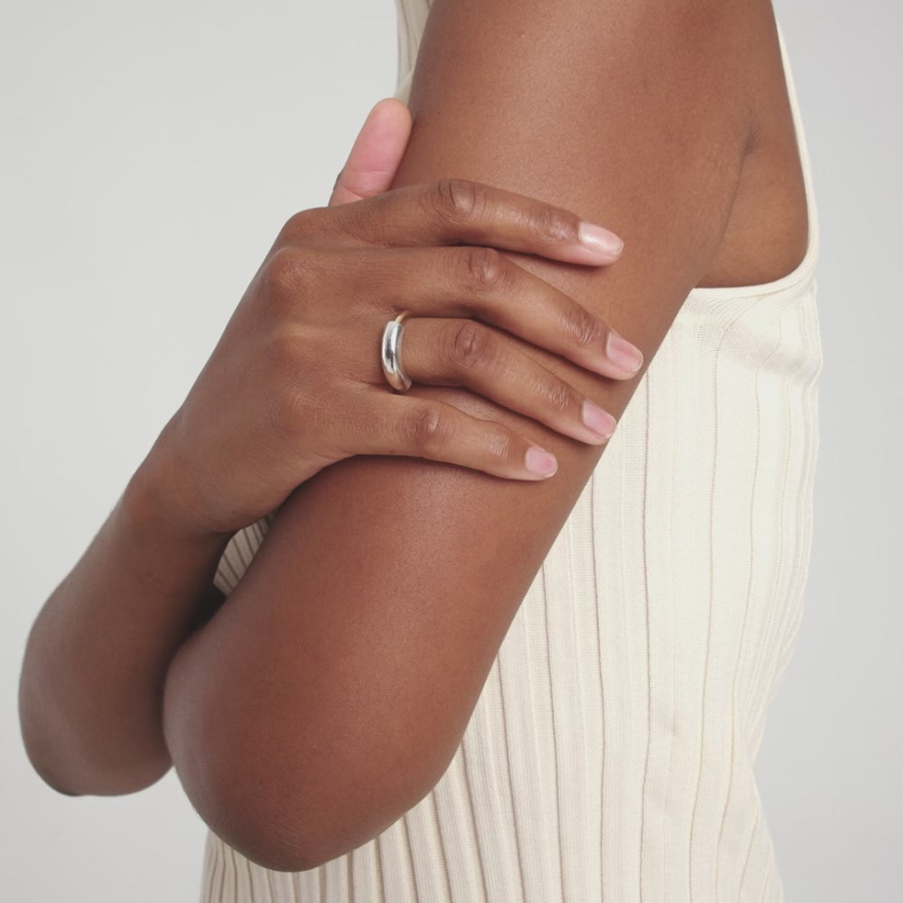 Mejuri Mixed Tube Ring - Sterling Silver, Gold Vermeil