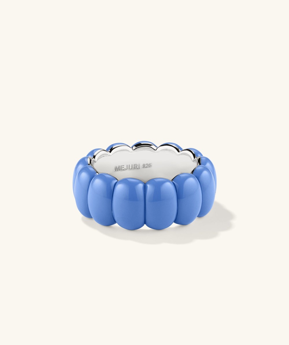 Mejuri Puffy Charlotte Enamel Ring - Sterling Silver, Sky Enamel
