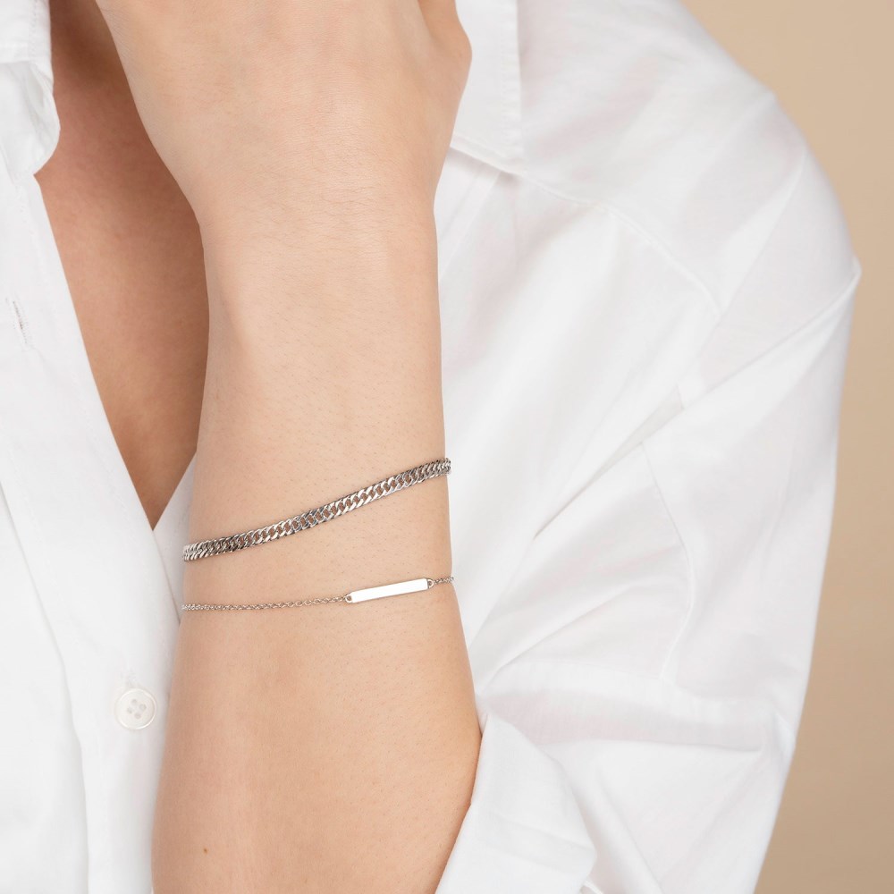 Mejuri Double Curb Chain Bracelet - Sterling Silver