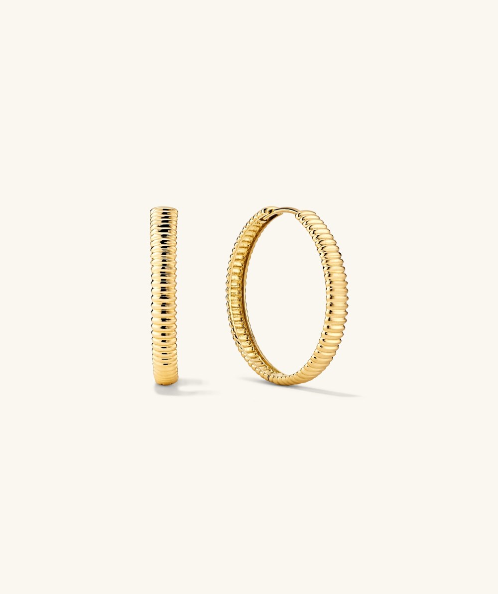 Mejuri Bold Texture Large Hoops - 14k Yellow Salmon Gold