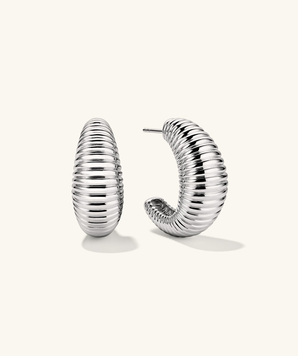 Mejuri Dôme Texture Large Hoops - Sterling Silver