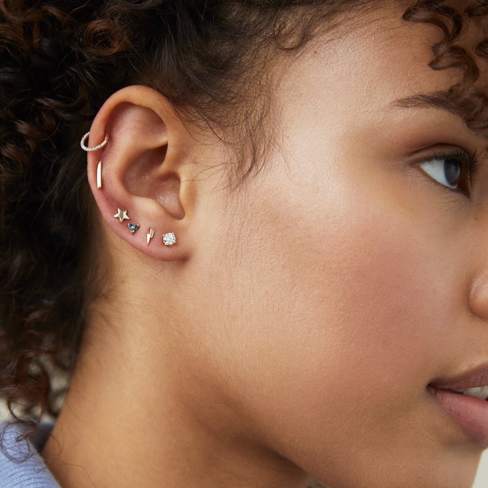 Mejuri Cartilage Pavé Diamond Mini Hoop - 14k Yellow Gold