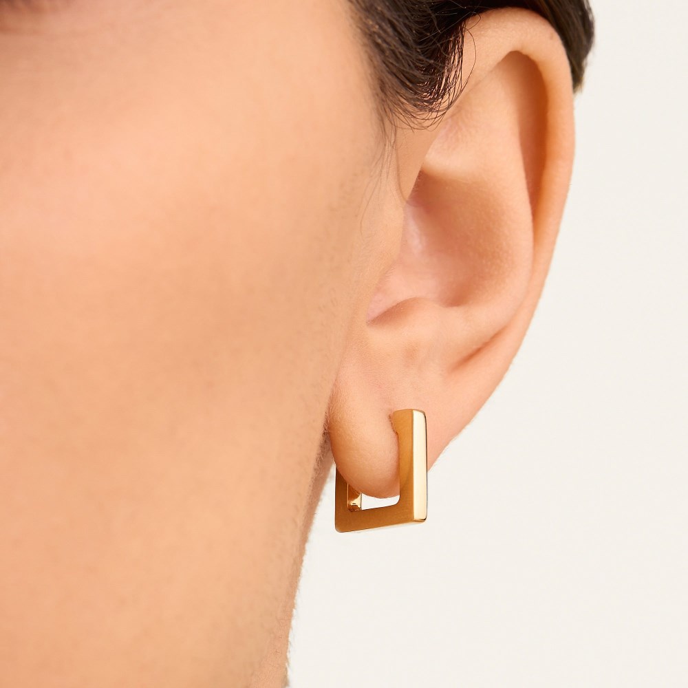 Mejuri Block Small Hoops - Gold Vermeil