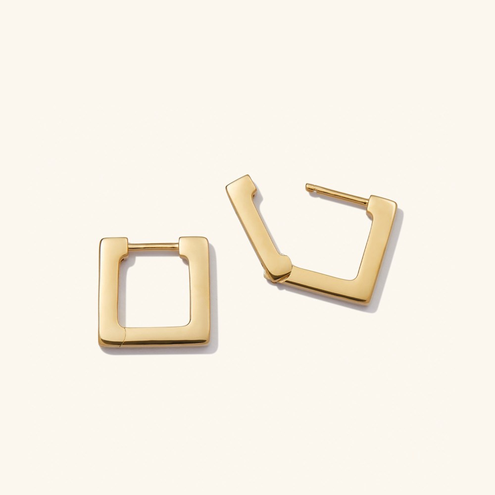 Mejuri Block Small Hoops - Gold Vermeil