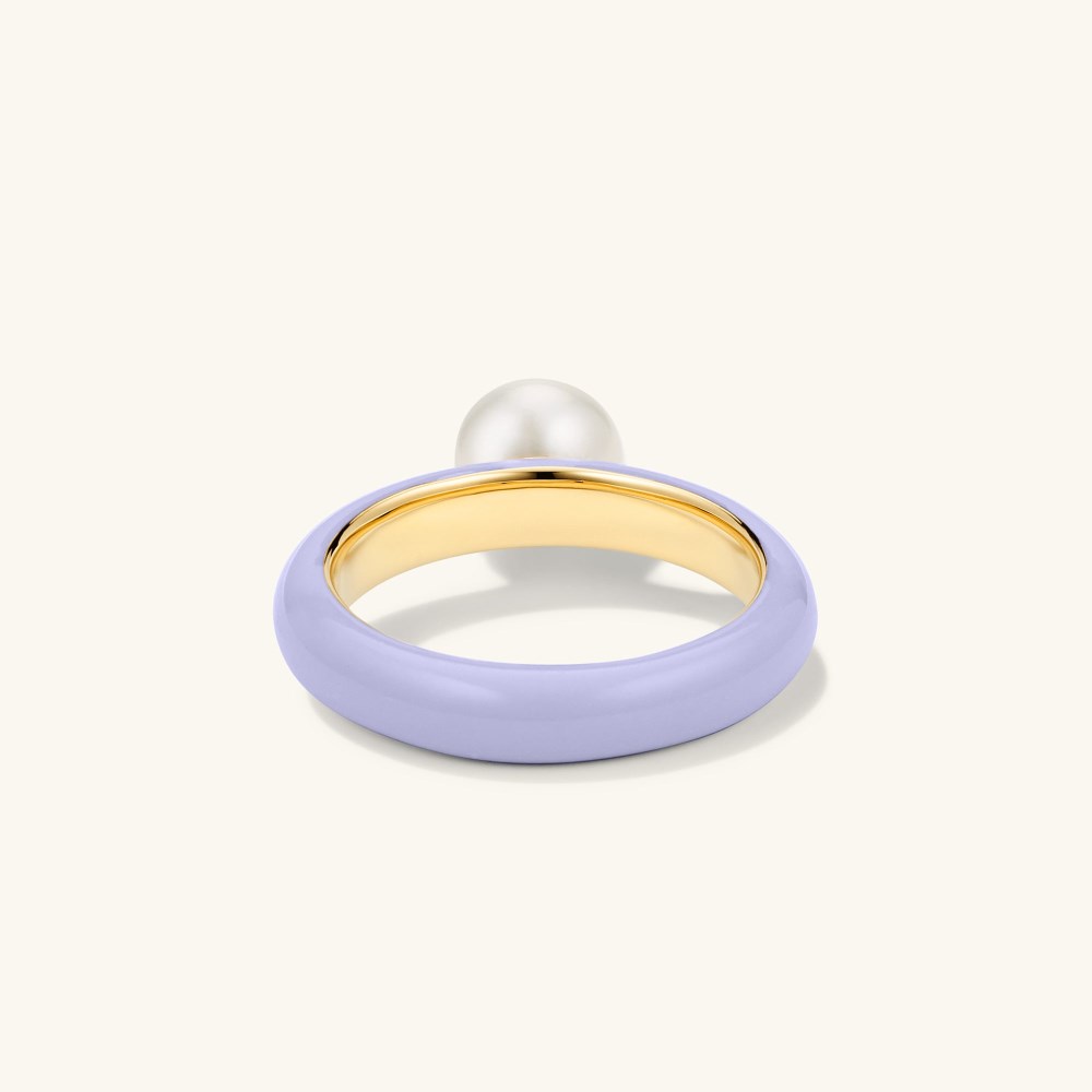 Mejuri Gumball Pearl Ring - Gold Vermeil, Lavender Enamel