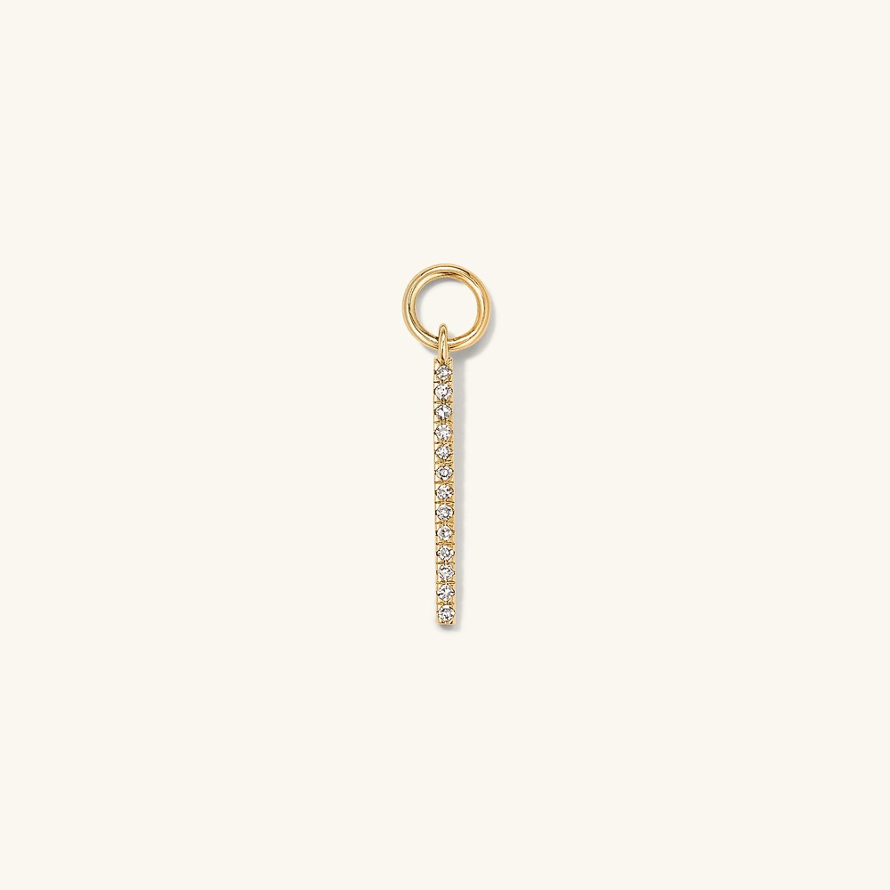Mejuri Single Pavé Diamond Bar Hoop Charm - 14k Yellow Gold