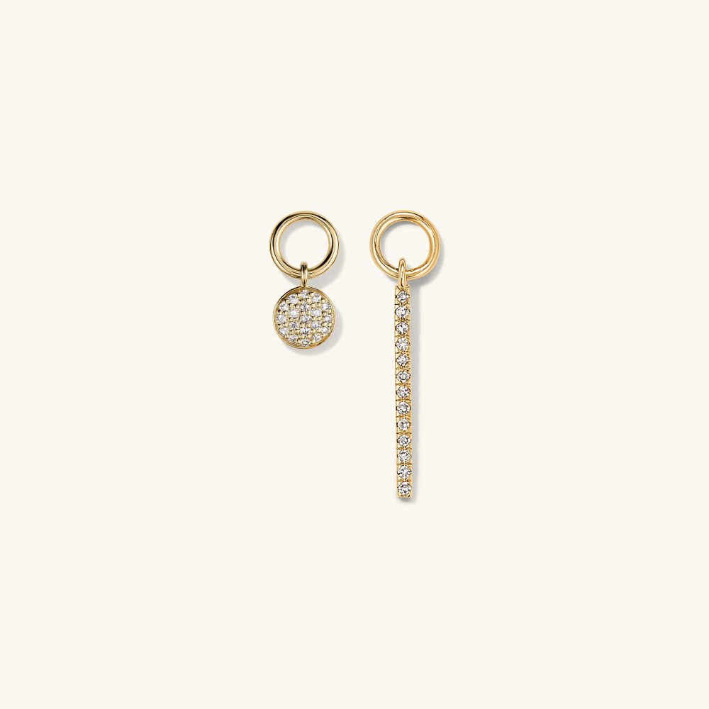 Mejuri Single Pavé Diamond Bar Hoop Charm - 14k Yellow Gold