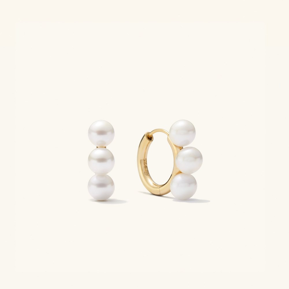 Mejuri Bold Pearl Trio Hoop Earrings - Gold Vermeil