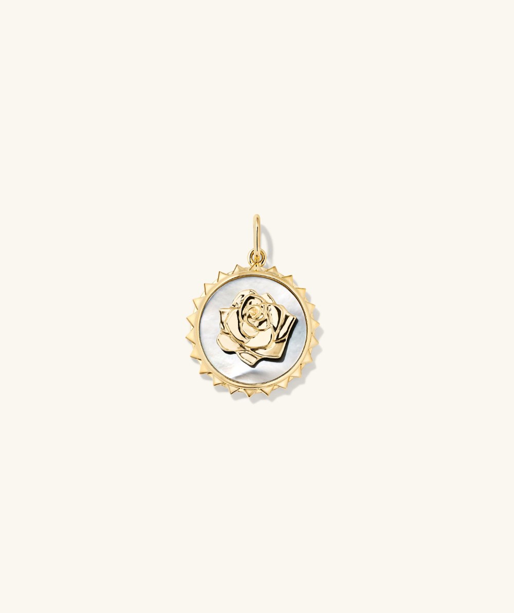 Mejuri Strength: Rose Pearl Coin Charm Pendant - 14k Yellow Gold