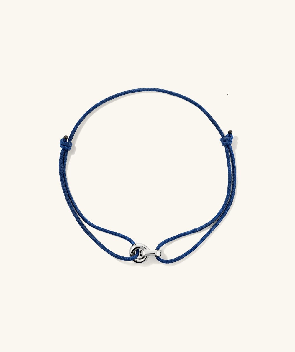 Mejuri Linked Cord Bracelet - Sterling Silver, Blue Cord
