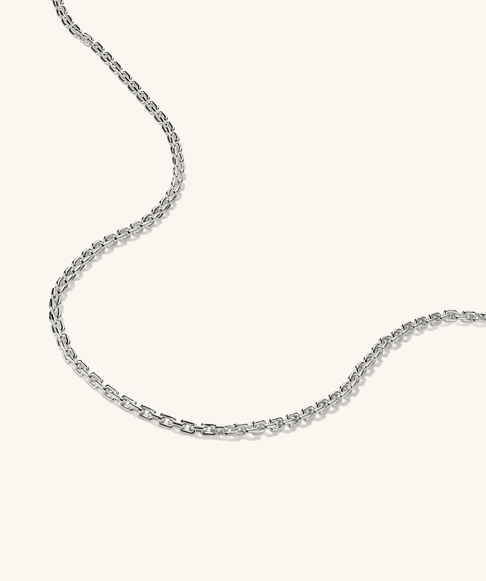 Mejuri Trace Rectangle Chain Necklace - Sterling Silver