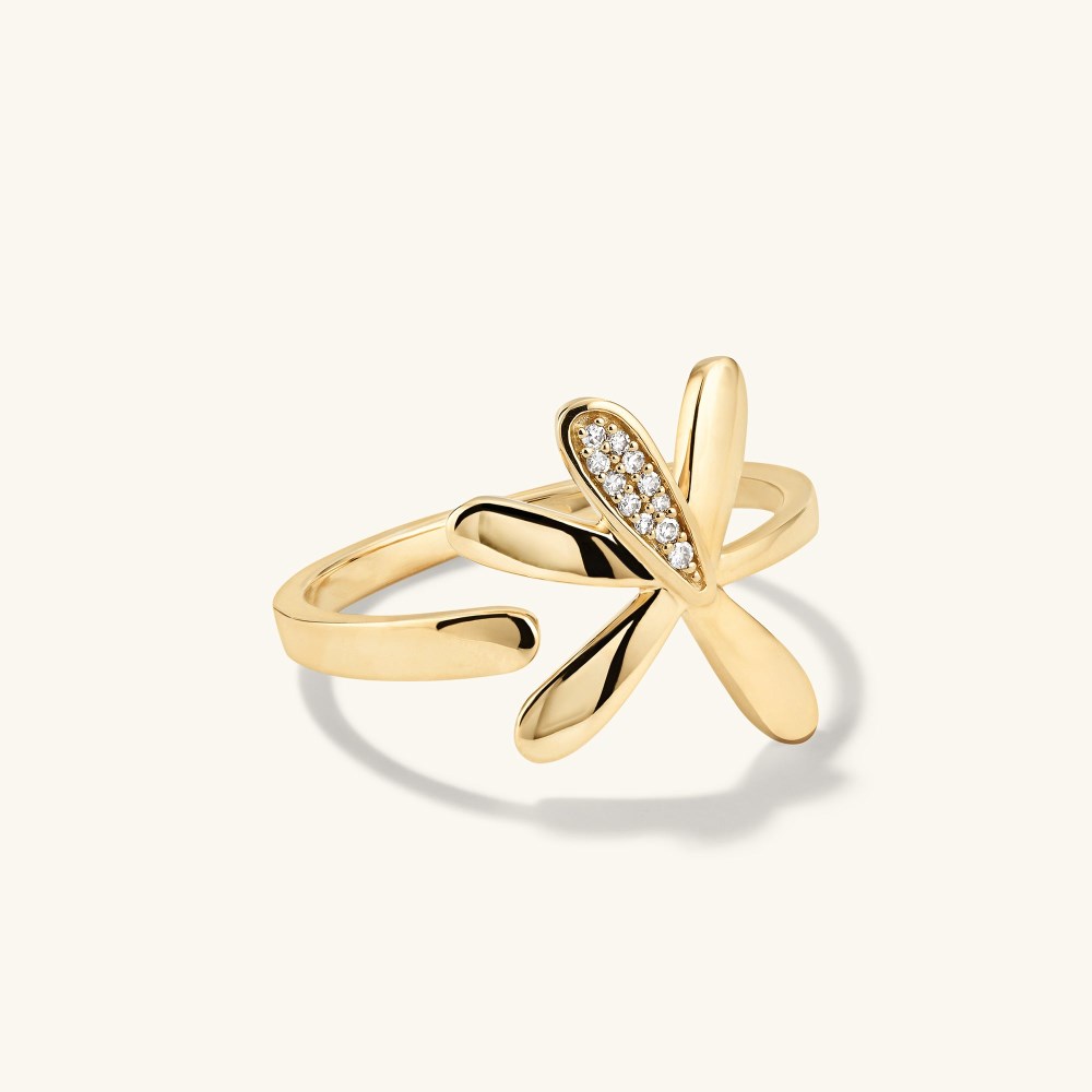 Mejuri Pressed Flower Pavé Diamond Wrap Ring - 14k Yellow Gold