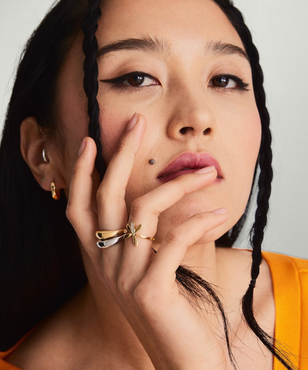 Mejuri Pressed Flower Pavé Diamond Wrap Ring - 14k Yellow Gold