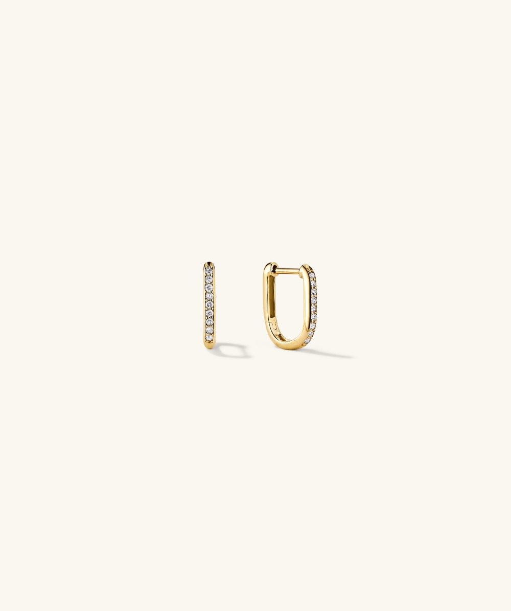 Mejuri Pavé Diamond Huggie U Hoops - 14k Yellow Gold