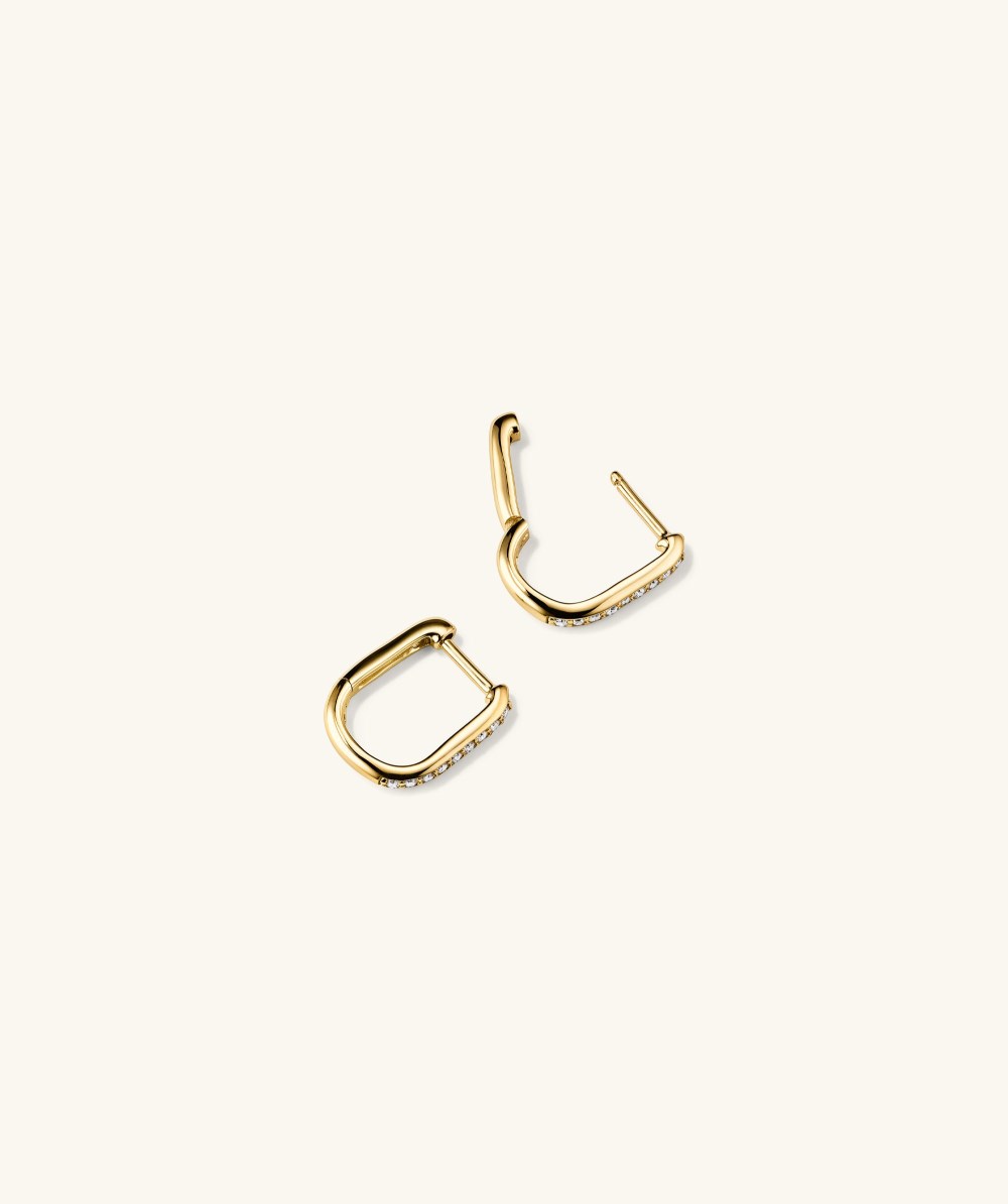 Mejuri Pavé Diamond Huggie U Hoops - 14k Yellow Gold