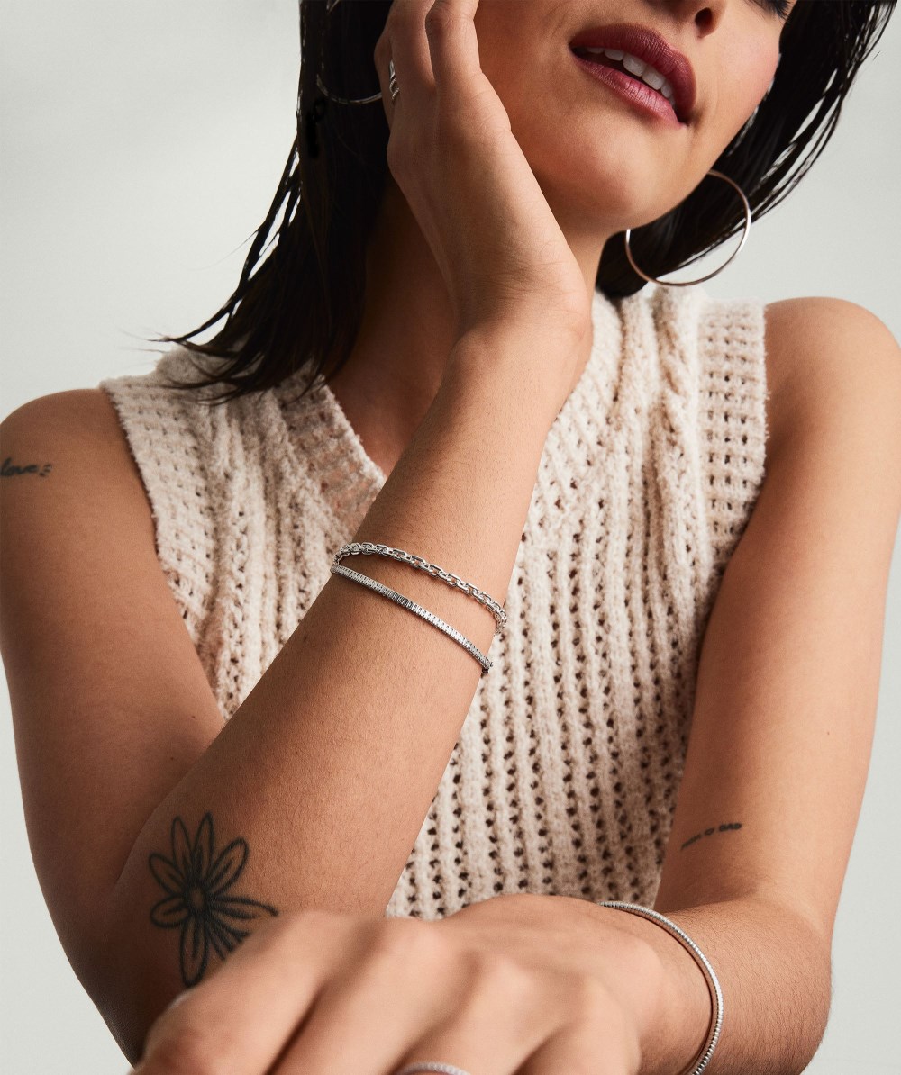 Mejuri Trace Rectangle Chain Bracelet - Sterling Silver