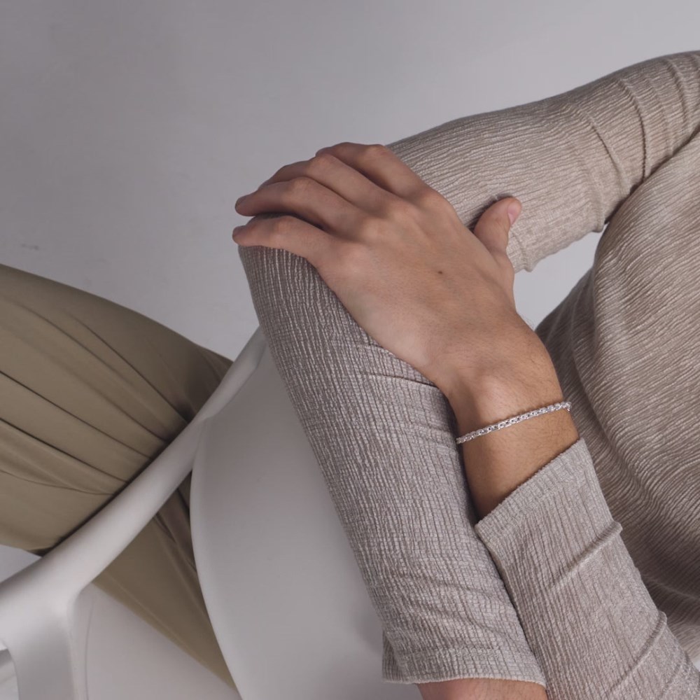 Mejuri Trace Rectangle Chain Bracelet - Sterling Silver