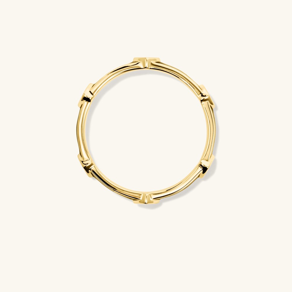 Mejuri Angled Diamond Station Enamel Ring - 14k Yellow Gold, White Enamel