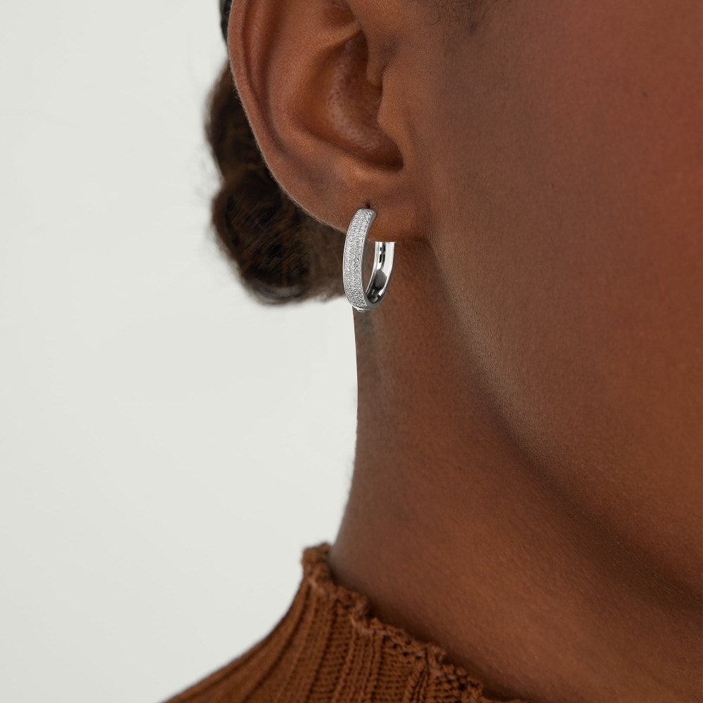 Mejuri Bold Pavé Diamond Medium Hoops - 14k White Gold