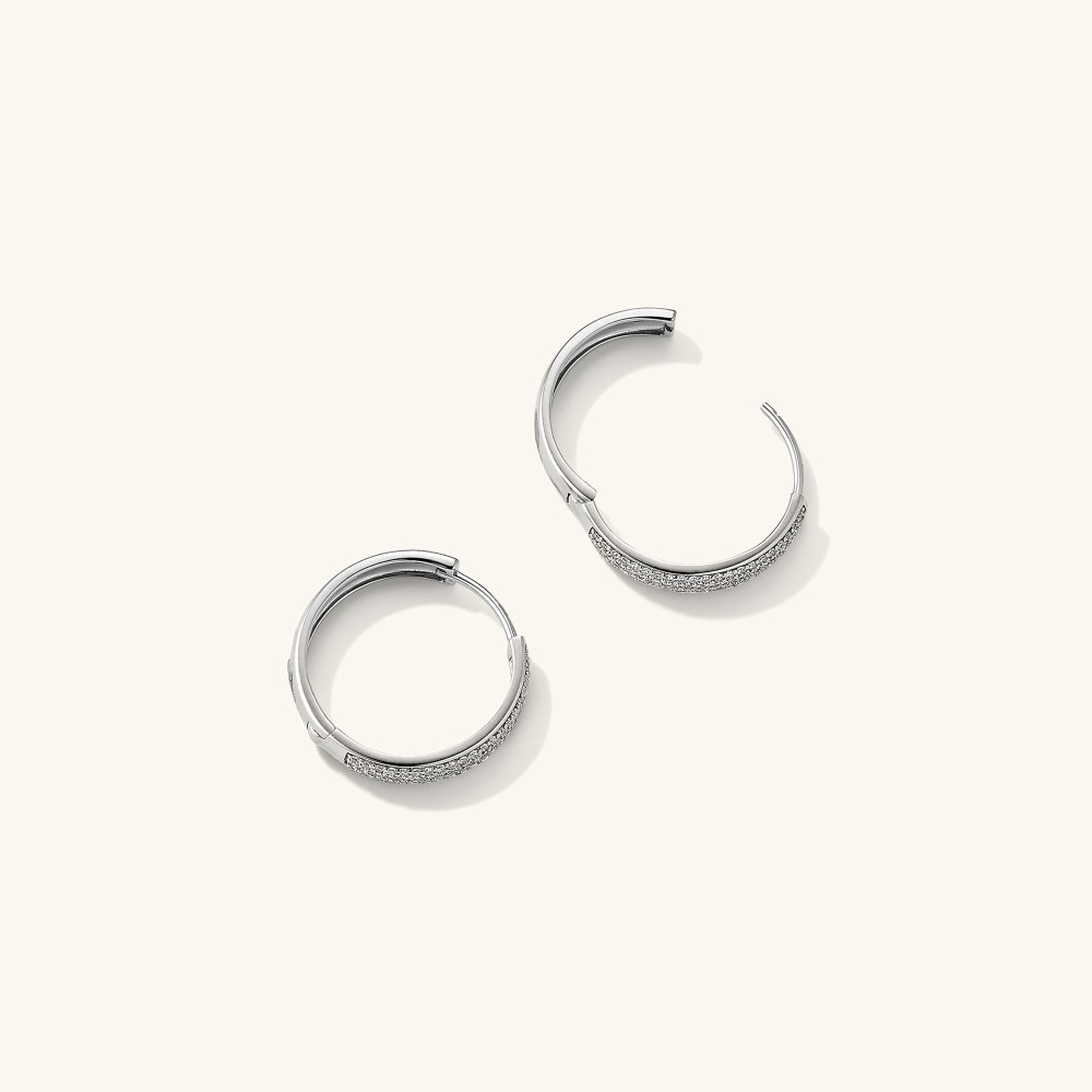 Mejuri Bold Pavé Diamond Medium Hoops - 14k White Gold