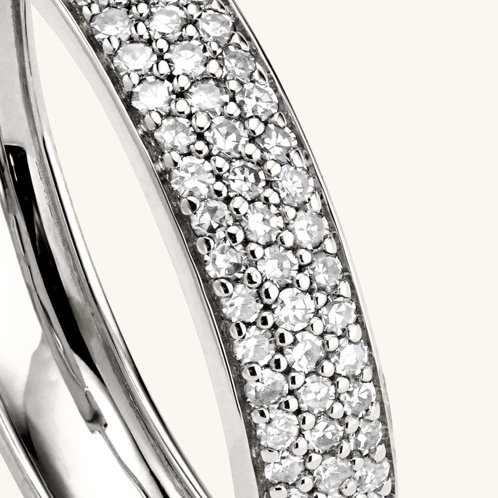 Mejuri Bold Pavé Diamond Medium Hoops - 14k White Gold
