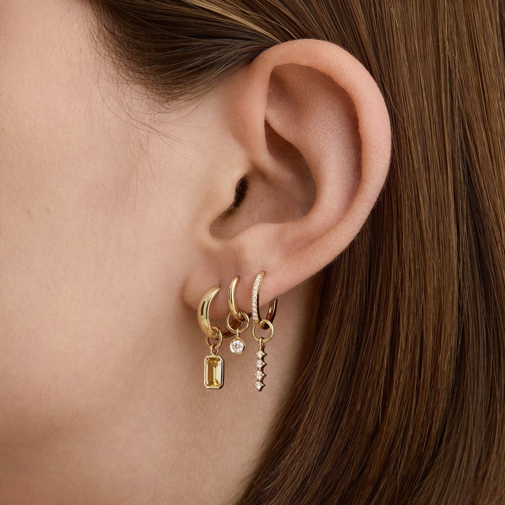 Mejuri Single Mini Gemstone Hoop Charm - 14k Yellow Gold