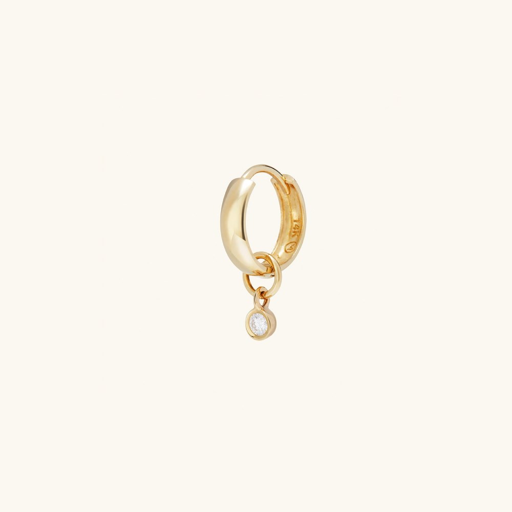 Mejuri Single Mini Gemstone Hoop Charm - 14k Yellow Gold