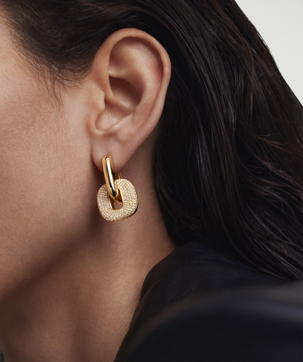 Mejuri Pavé Diamond Stevie Hoops - 14k Yellow Gold