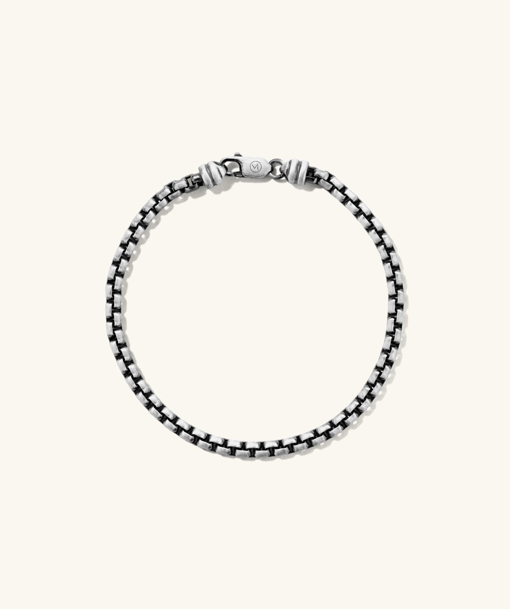 Mejuri Round Box Chain Bracelet - Oxidized Sterling Silver