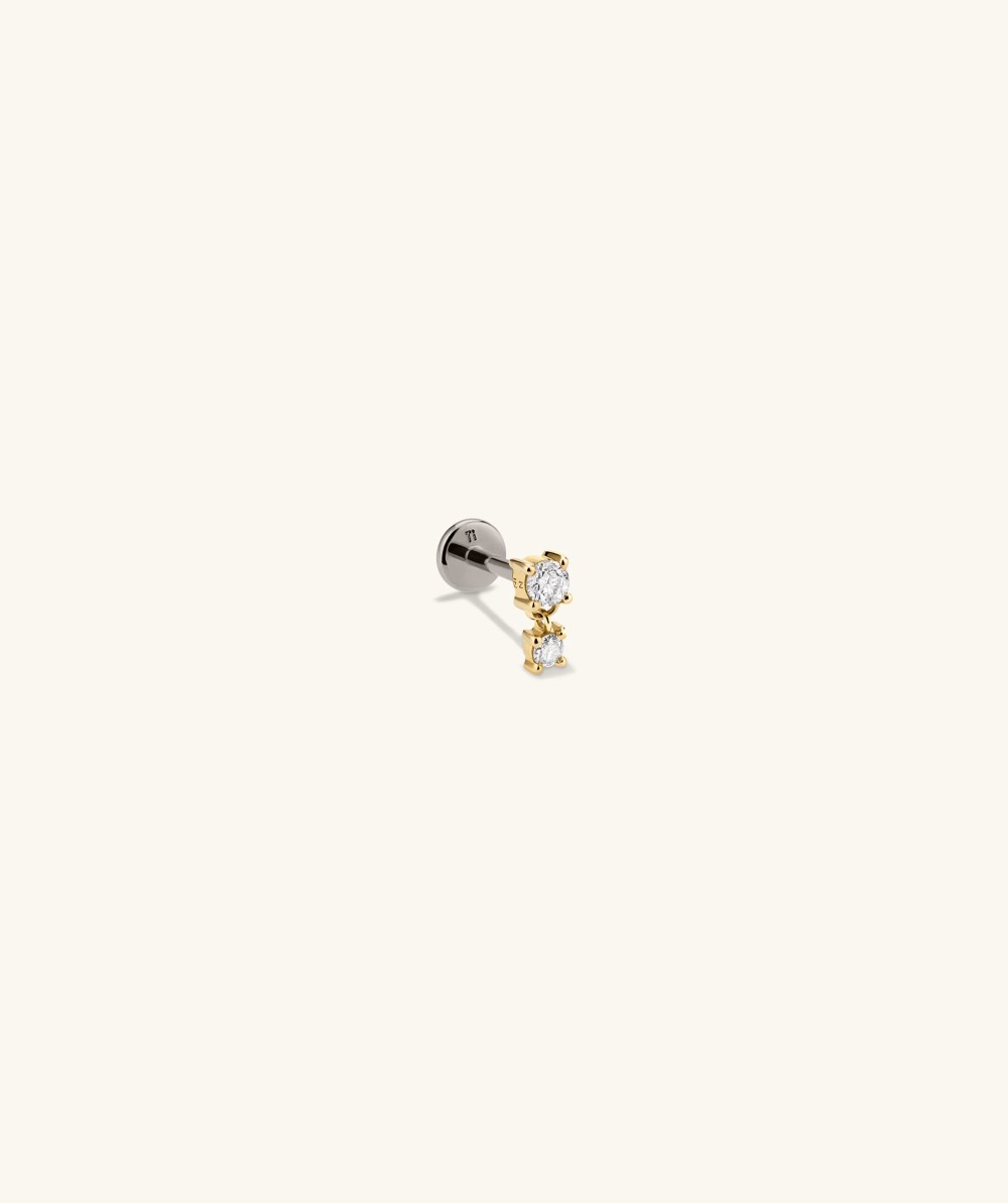 Mejuri Piercing Studio - Diamond Droplet Stud - 14k Yellow Gold