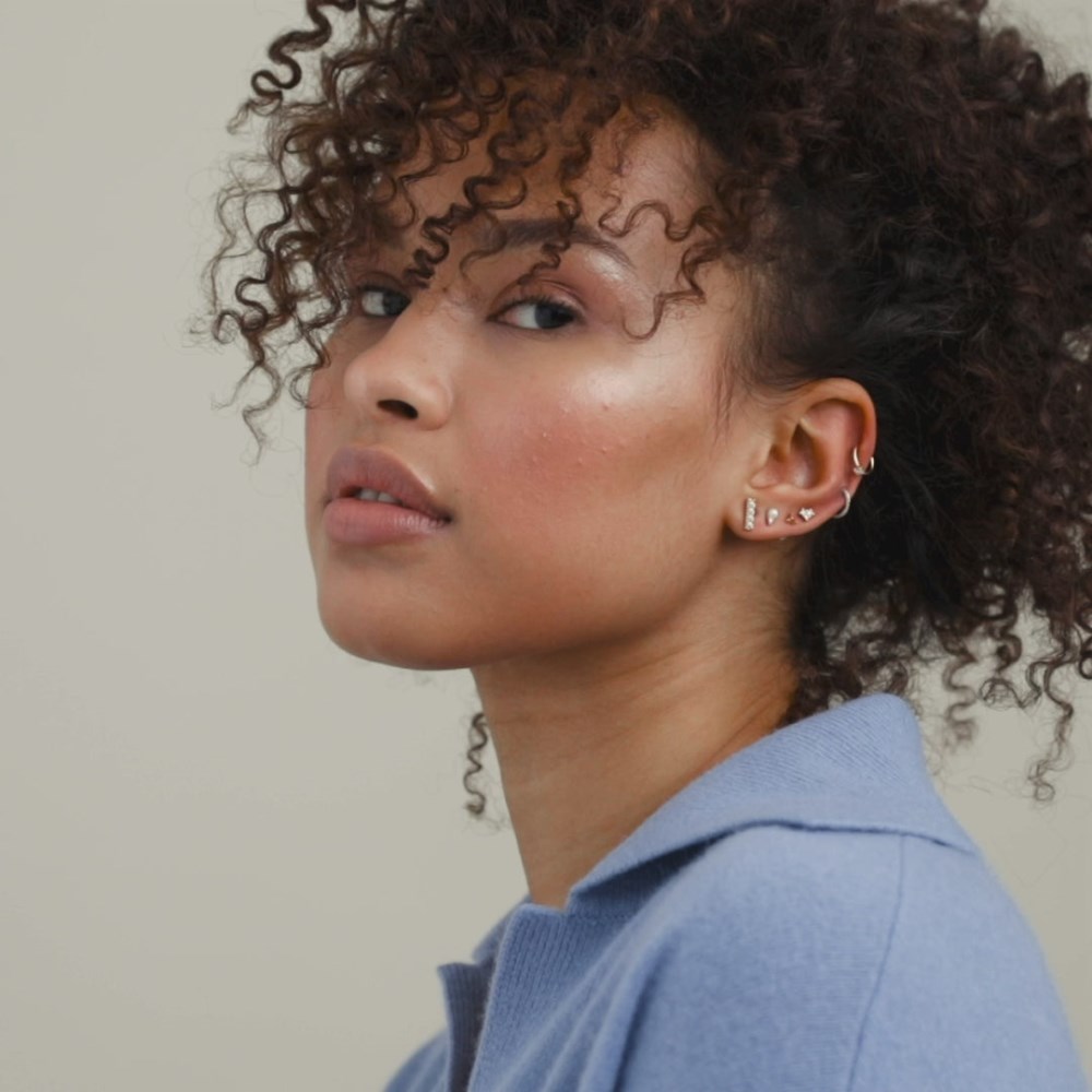 Mejuri Cartilage Solo Diamond Mini Hoop - 14k Yellow Gold