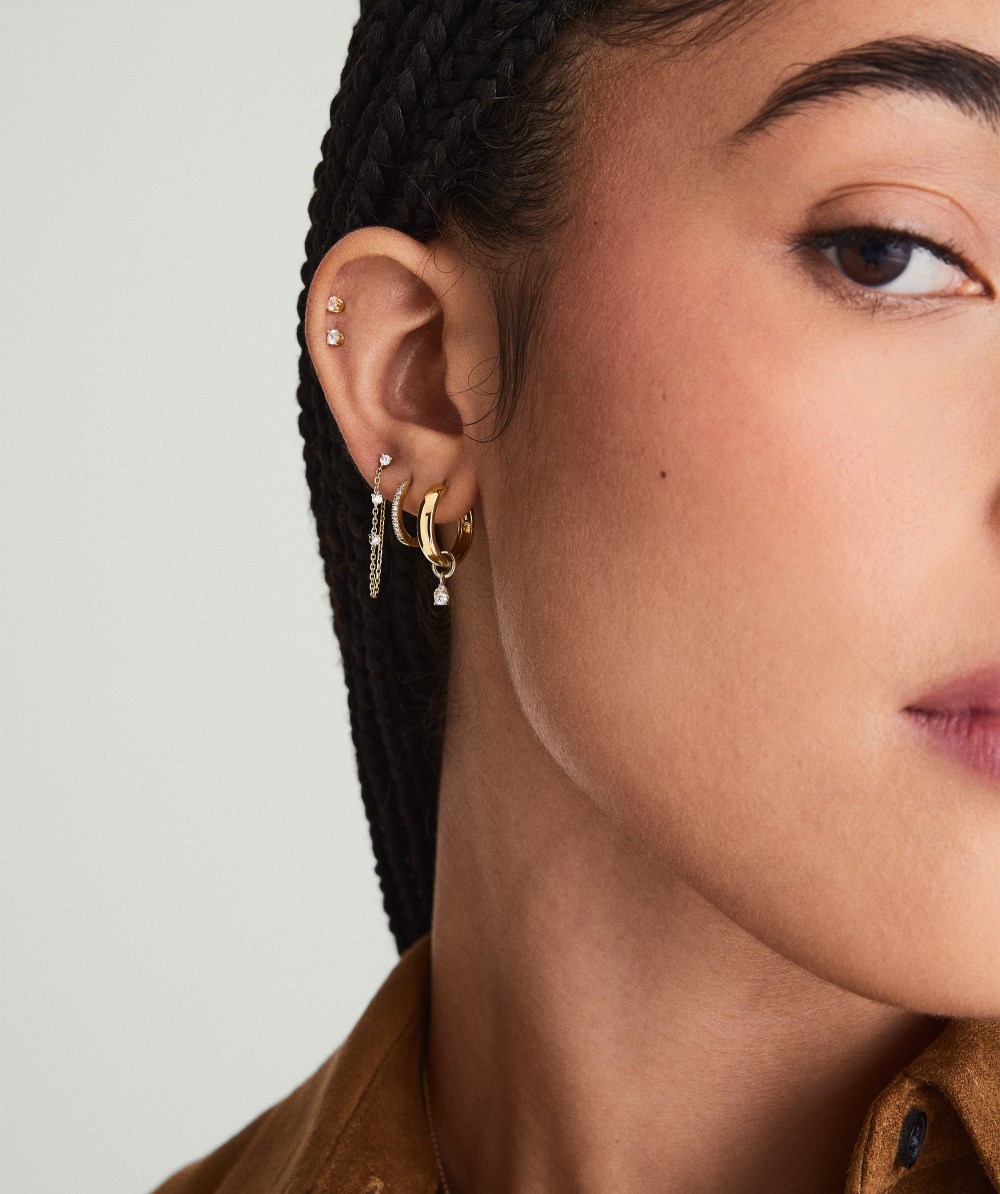 Mejuri Mini Pear Diamond Hoop Charm - 14k Yellow Gold