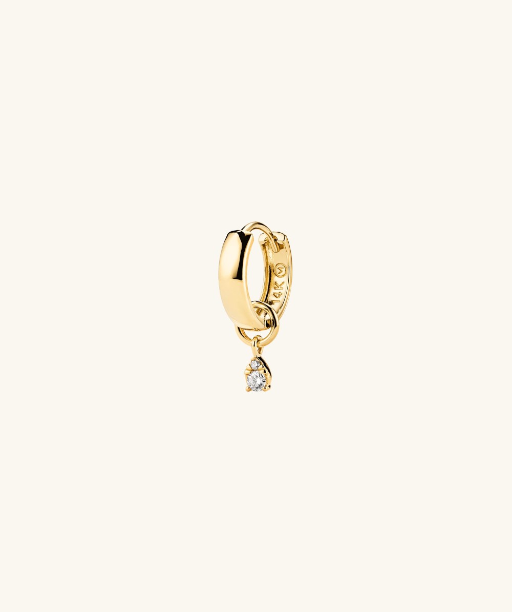 Mejuri Mini Pear Diamond Hoop Charm - 14k Yellow Gold