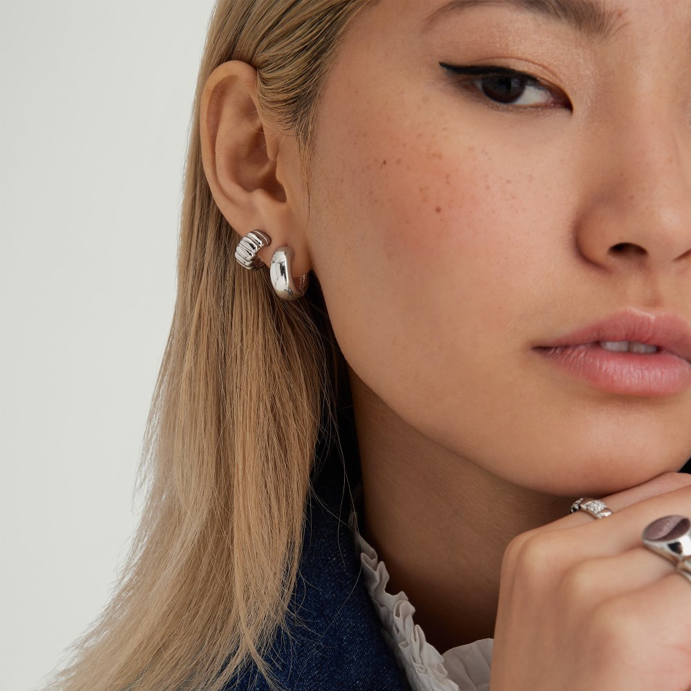 Mejuri Chunky Medium Hoops - Sterling Silver