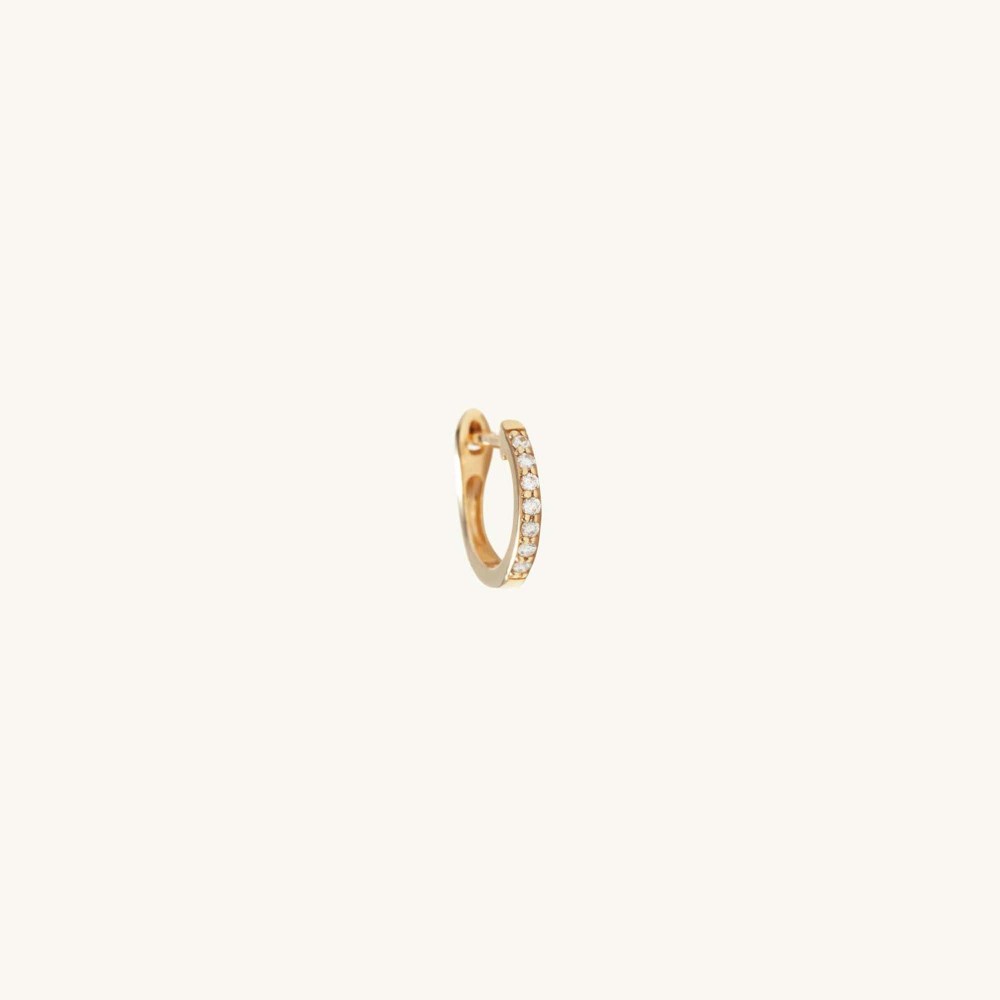 Mejuri Single Diamonds Line Mini Hoop - 14k Yellow Gold
