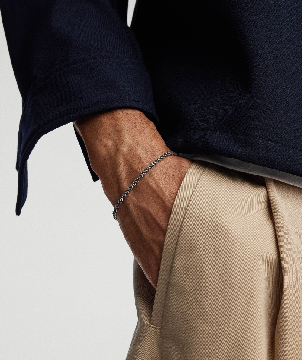 Mejuri 3.3mm Wheat Chain Bracelet - Oxidized Sterling Silver