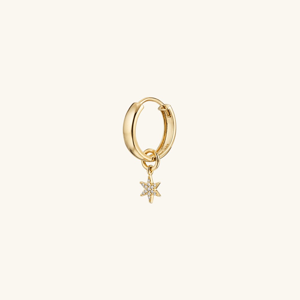 Mejuri Single Pavé Diamond Star Hoop Charm - 14k Yellow Gold
