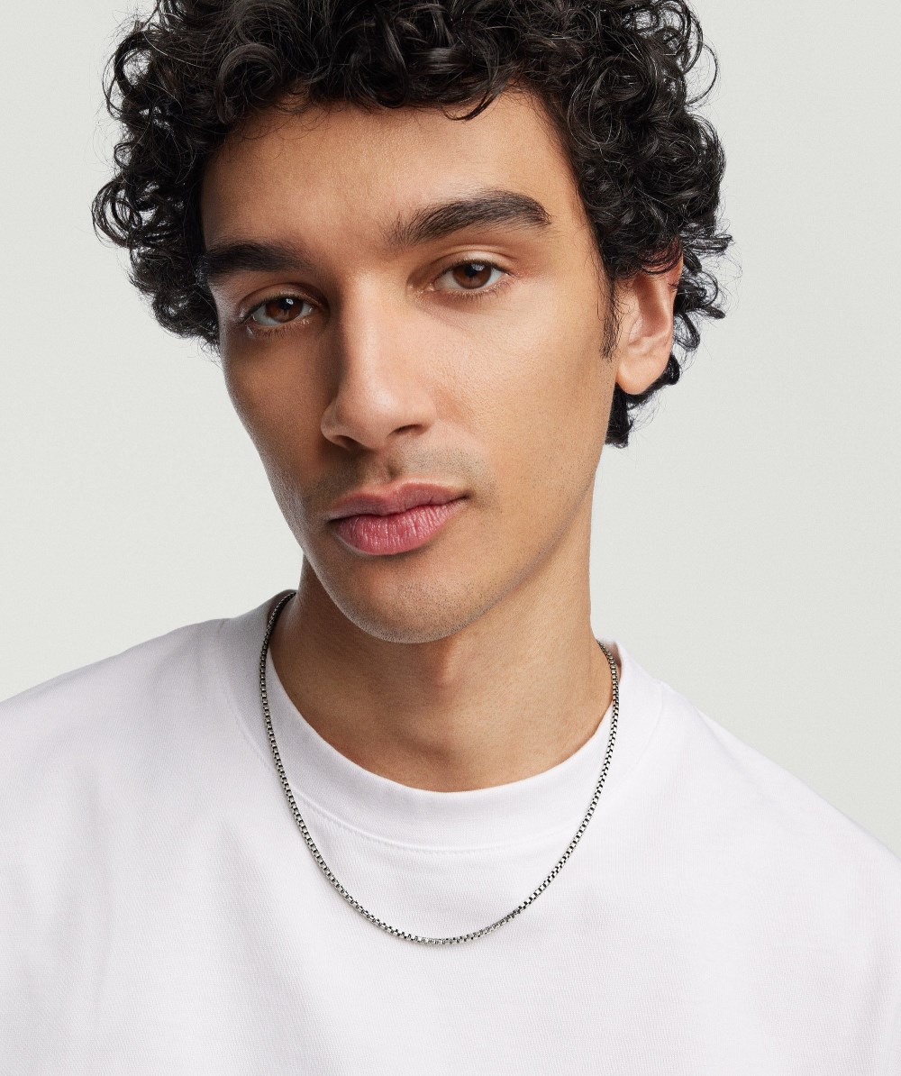 Mejuri Round Box Chain Necklace - Oxidized Sterling Silver