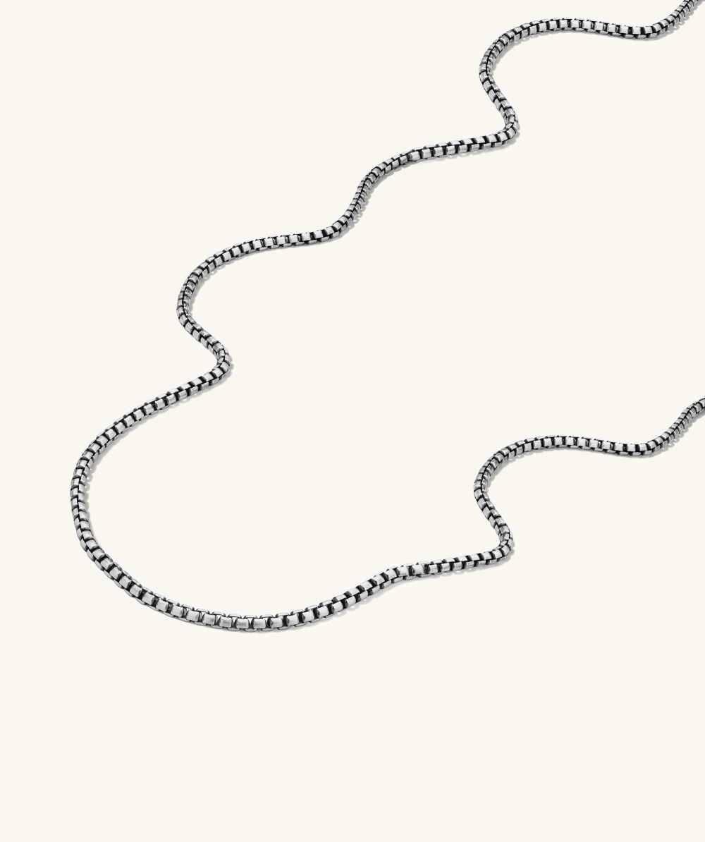 Mejuri Round Box Chain Necklace - Oxidized Sterling Silver