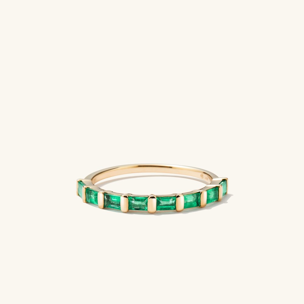Mejuri Baguette Emerald Half Eternity Band - 14k Yellow Gold