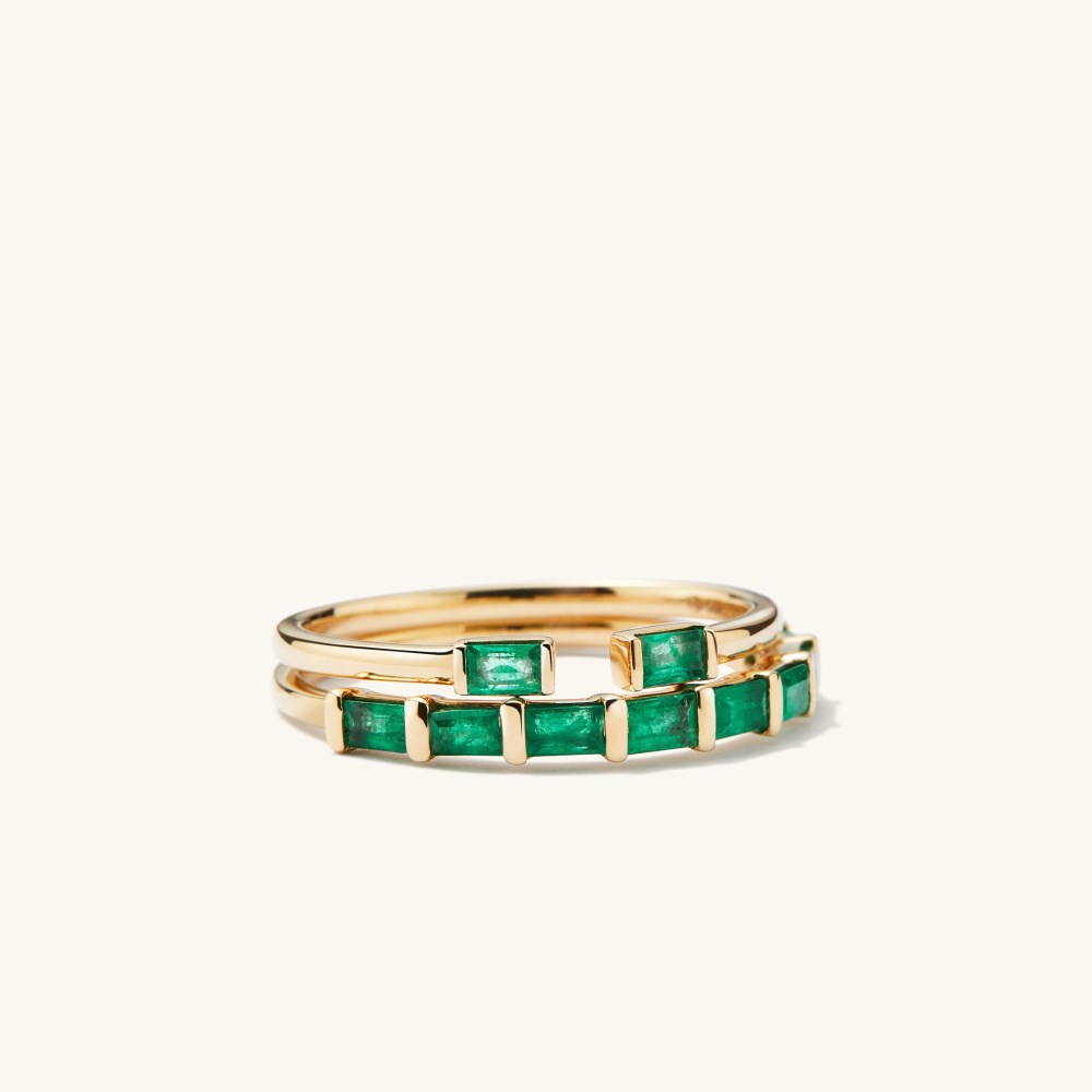 Mejuri Baguette Emerald Half Eternity Band - 14k Yellow Gold