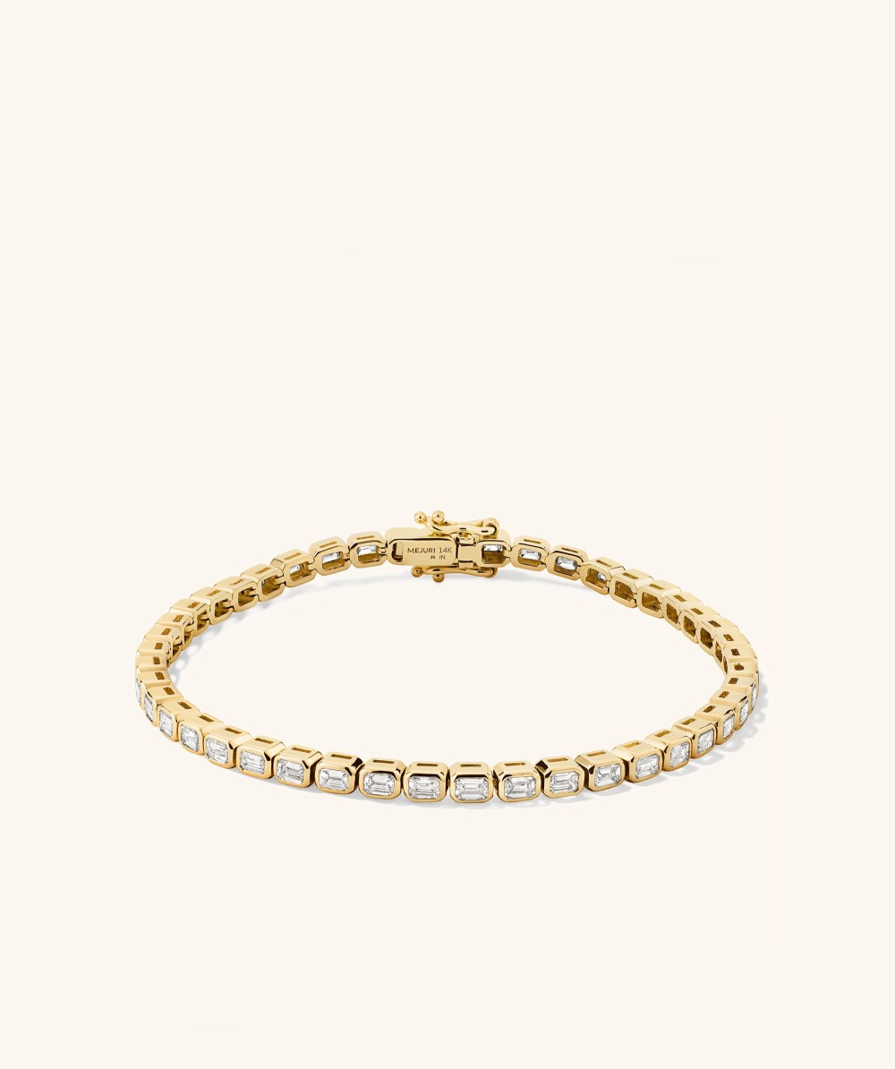 Mejuri Lab Grown Diamond Emerald Cut Bezel Tennis Bracelet - 14k Yellow Gold