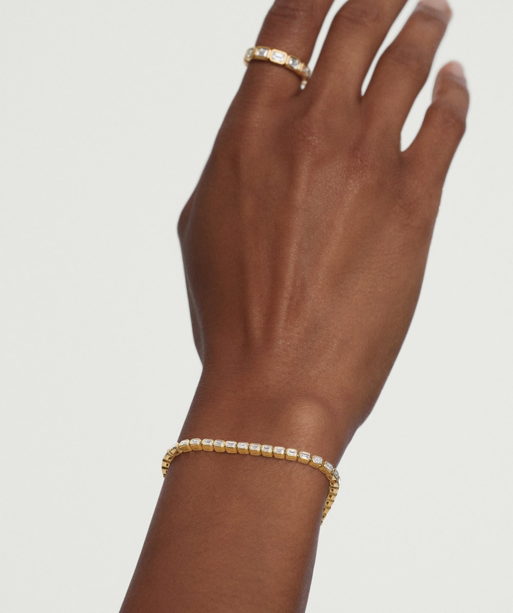 Mejuri Lab Grown Diamond Emerald Cut Bezel Tennis Bracelet - 14k Yellow Gold