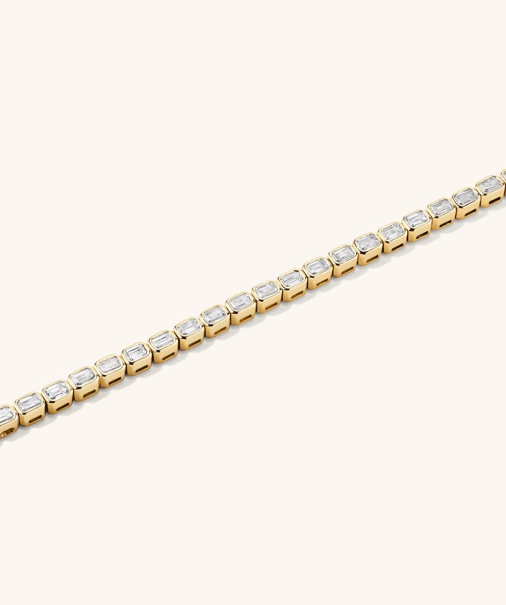 Mejuri Lab Grown Diamond Emerald Cut Bezel Tennis Bracelet - 14k Yellow Gold