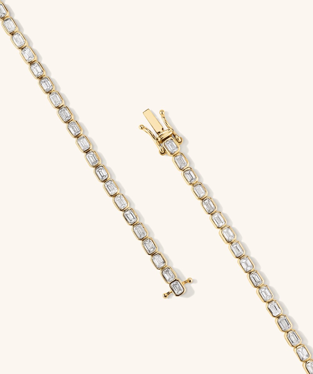 Mejuri Lab Grown Diamond Emerald Cut Bezel Tennis Bracelet - 14k Yellow Gold